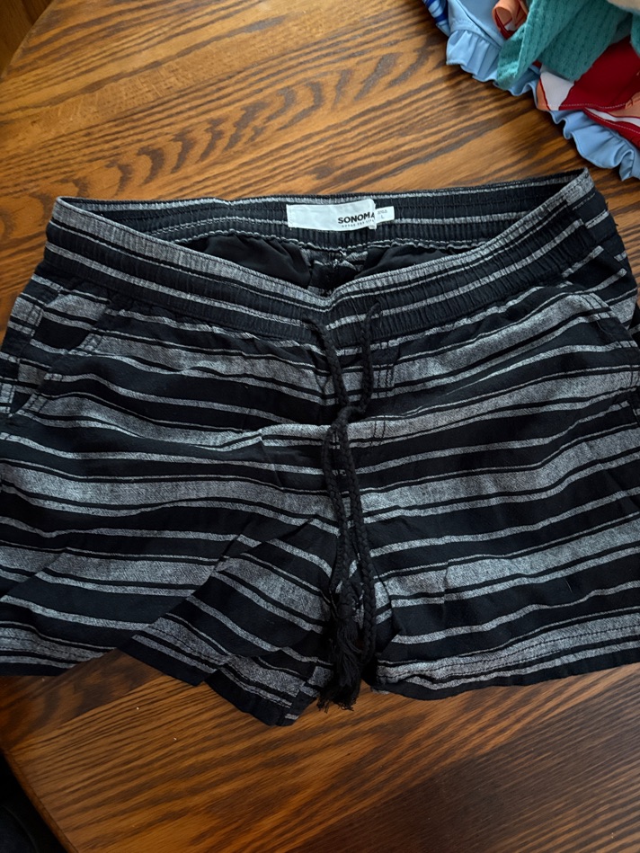 Sonoma Black And Gray Striped Athletic Lounge Shorts